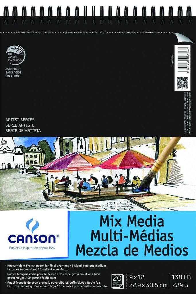 Canson Artist Series Mixed Media Paper, Dual Textured, 20-sheet top-wi –  Soho Art Supplies